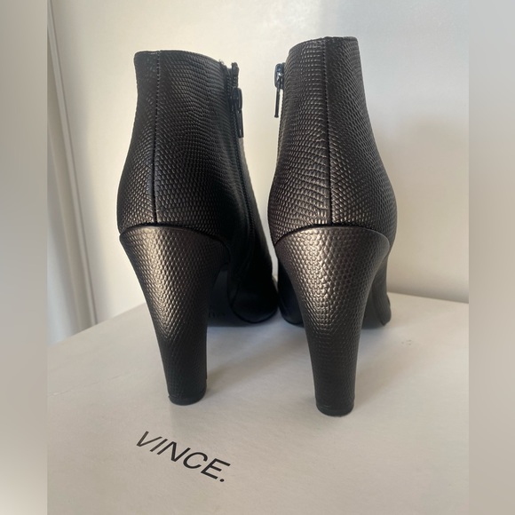 Vince Sansa Gray Leather Open Toe Heel Booties 9 M New - Picture 4 of 8